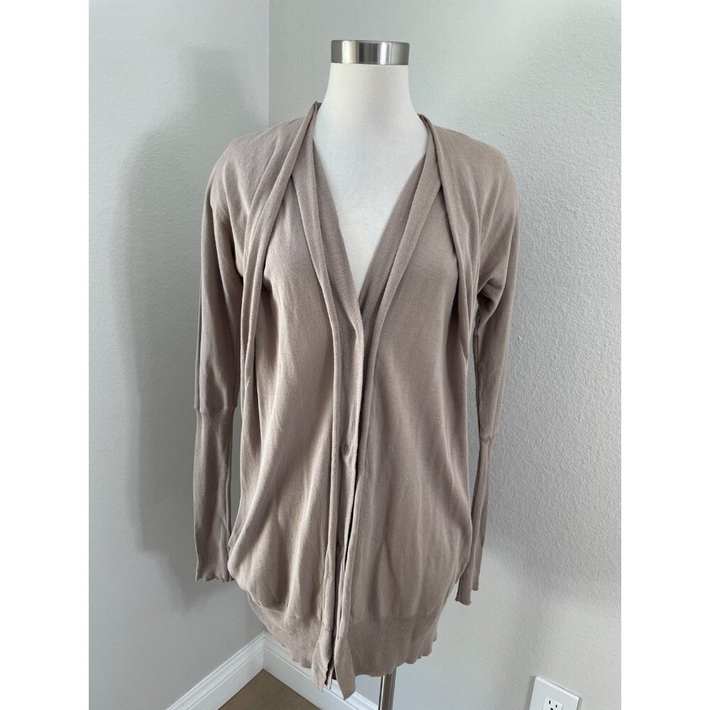 JNBY Womens Medium Taupe Knit Cardigan Long Sleeve Snap‎ Button V Neck Pockets
